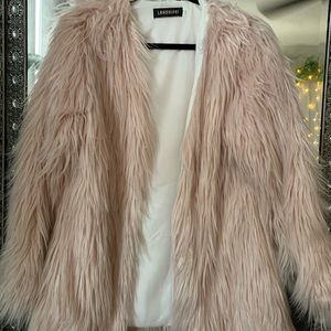 Pink fur coat